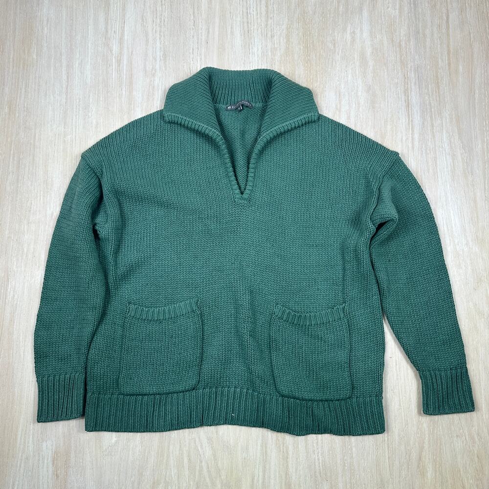 Elliott Lauren Green Chunky Knit Shawl Collar Pullover Casual Sweater Pockets XL